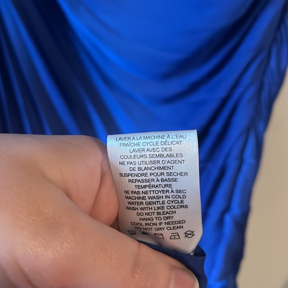 NWT House of Harlow Royal Blue One-Shoulder O-Ring Pleated Gown Large - Picture 8 of 12